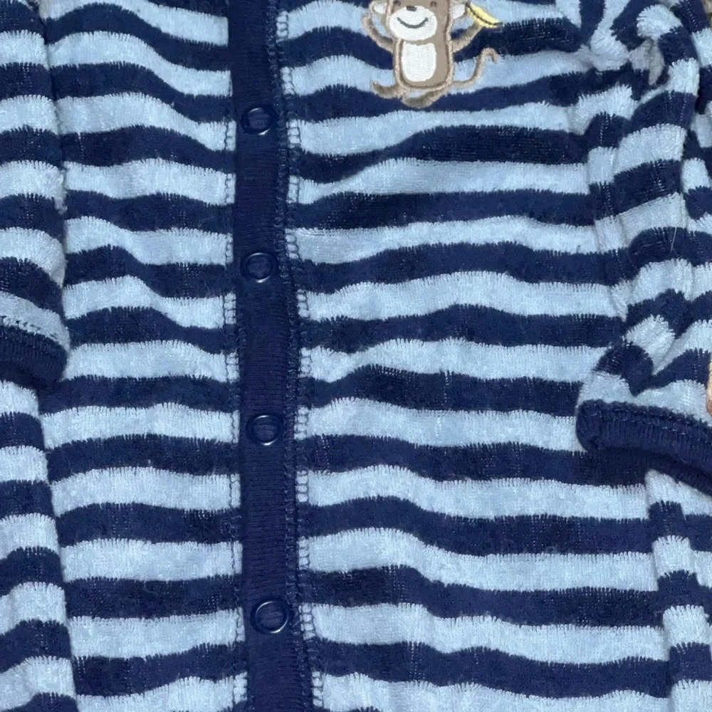 Boys 3 month pajamas, one piece Carter's Striped Footies - Navy and Yellow